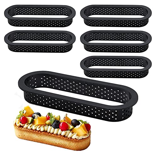 6 Stück Kuchenform Mousse, Ring Kuchen Kreis Kuchenform Kochringe Perforierte Tortenringe Kuchenform Perforierte Ring Perforierte Antihaft Backformen Form Ovale für Die Herstellung Von Mousse, Pie von AMJKEJI