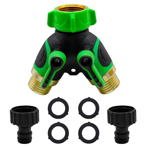 AMJKEJI Garten Wasserhahn Verteiler 2 Wege 3/4 Zoll Wasseranschluss Verteiler, Y-verteiler mit Individuellem An/Aus und 2 Schnellverbinder Zulaufschlauch Wasserhahn Adapter Garten AMJKEJI Garten Wasserhahn Verteiler 2 Wege 3/4 Zoll Wasseranschluss Verteiler, Y-verteiler mit Individuellem An/Aus und 2 Schnellverbinder Zulaufschlauch Wasserhahn Adapter Garten von AMJKEJI