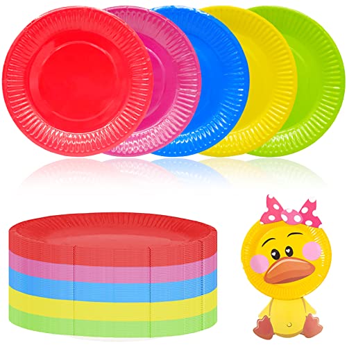 AMJKEJI Pappteller, 50 Stück Bunt Pappteller 18CM Party Einwegteller Set für Geburtstag Hochzeiten Weihnachten Grillabende Camping von AMJKEJI