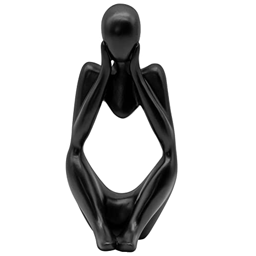 AMJKEJI Wohnkultur Schwarzenker Harz Statue Deko Abstrakte Skulptur Moderne Deko Figuren für Bücherregal Wohnzimmer Bar Bücherregal Tisch Schwarz von AMJKEJI