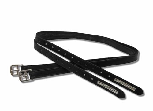 AMKA Leder Steigbügelriemen mit Glitzersteinchen, schwarz 130 oder 150 cm Edelstahlschnallen AMKA Leder Steigbügelriemen mit Glitzersteinchen, schwarz 130 oder 150 cm Edelstahlschnallen von AMKA
