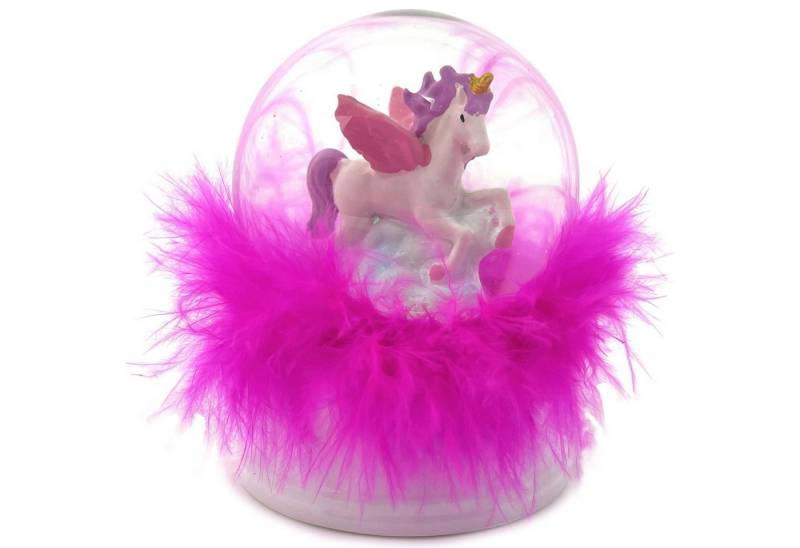 AMLI Schneekugel Einhorn Schneekugel mit Glitzer, Snowglobe Glitzerkugel Unicorn mit Licht von AMLI