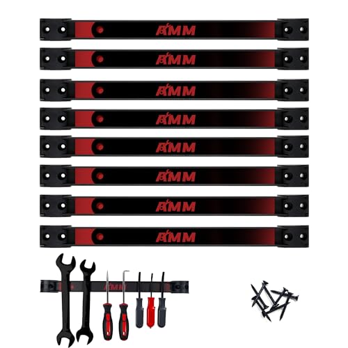AMM Magnetische Werkzeughalterleiste, 30,5 cm, robuster Werkzeug-Organizer, Magnetstreifen mit Befestigungsschrauben, Werkzeug-Magnetleiste für Werkzeugaufbewahrung, Garagenorganisation, 8 Stück von AMM