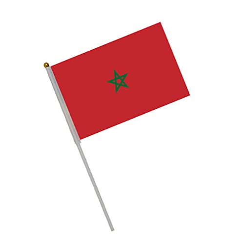 AMMICCO International Stockflagge Welt 50 Stück Flagge in der Hand gehalten Mini Flag Banner Weltmeisterschaft Fans Hand Schütteln Kleine Nationalflagge (Marokkok) von AMMICCO