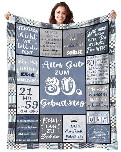 AMMQEG 80 Geburtstag Frauen Männer Decke, Geschenke zum 80. Geburtstag Frau Mann, Geschenke für Frauen Decke 80 Geburtstag Deko, Super Weiche Flanelldecke für Freundin, Schwester, Freundin, Kollegin AMMQEG 80 Geburtstag Frauen Männer Decke, Geschenke zum 80. Geburtstag Frau Mann, Geschenke für Frauen Decke 80 Geburtstag Deko, Super Weiche Flanelldecke für Freundin, Schwester, Freundin, Kollegin von AMMQEG