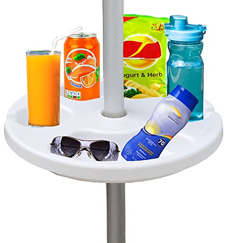 AMMSUN Sonnenschirmtisch aus Kunststoff mit 4 Becherhaltern, Weiß 12 Inch weiß von AMMSUN