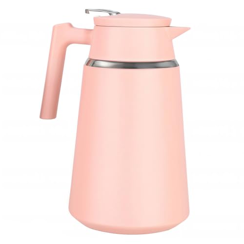 AMOJA Thermoskanne 1,5L, 304 Edelstahl Doppelwandige Vakuumisolierung, Kaffeekanne Thermo, Teekanne Thermo, Isolierkanne 8h Hitze / 16h Kälte, Rosa von AMOJA