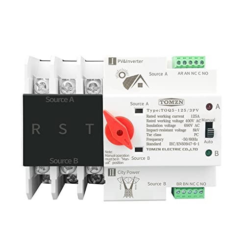 1 Stück 3P 3-Phasen-DIN-Schienen-ATS for PV und Wechselrichter, Dual Power Automatic Transfer Selector Switches (Größe: 100 A)(100A) von AMOKD