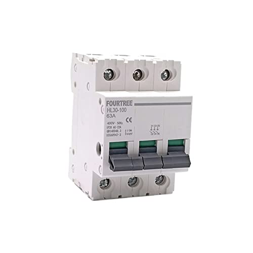 1 Stück Hauptschalter HL30 Trennschalter Haushaltsfunktion Trennschalter Isolator 3P 32A 63A 100A (Größe: 3 Pole, Farbe: 32A)(80a) von AMOKD