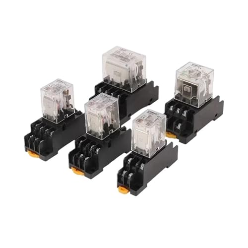 10 STÜCKE Miniatur-Steuerrelais AC 12 V/DC 24 V/AC220 V, Zwischenrelais mit Sockelsockel, HH52P HH53P HH54P HH62P HH63P HH64P(220V,HH63P ACx10) von AMOKD