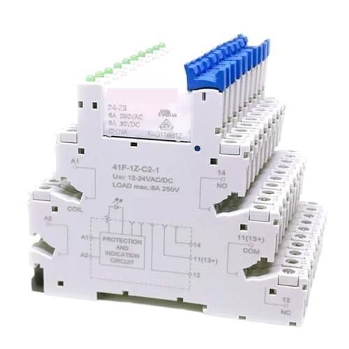 10 Stück 41F-1Z-C2-1 HF41F 5-ZS 12-ZS 24-ZS 5 V 12 V 24 V 230 V 6 A 1CO Slim/SSR Relaismontage auf Schraubsockel mit LED-Wafer-Relais(10Pcs HF41F-12V-ZS) von AMOKD