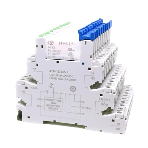 10 Stück 41F-1Z-C2-1 HF41F 5-ZS 12-ZS 24-ZS 5 V 12 V 24 V 230 V 6 A 1CO Slim/SSR Relaismontage auf Schraubsockel mit LED-Wafer-Relais(10Pcs HF41F-24V-ZS) von AMOKD