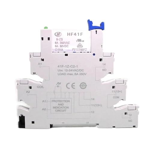 10 Stück 41F-1Z-C2-1 HF41F 5-ZS 12-ZS 24-ZS 5 V 12 V 24 V 230 V 6 A 1CO Slim/SSR Relaismontage auf Schraubsockel mit LED-Wafer-Relais(10Pcs HF41F-5V-ZS) von AMOKD