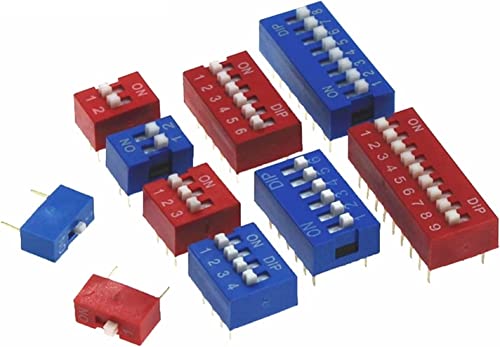 10 Stück roter Kippschalterabstand 2,54 mm DIP-Wählknopf Der Codeschalter 1 2 3 4 5 6 7 8 9 10 12 PIN Schnellschalter (Farbe: Rot, Größe: 12)(8) von AMOKD