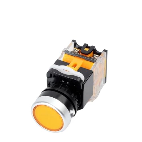 22 mm LA38 runder Netzschalter, 1 Schließer/1 Öffner, Sofort-Knopfschalter mit Licht, 220 V-Anzeige * 5 Stück(Green,Self Lock) von AMOKD