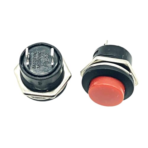 5 Stücke R13-507 Red Momentary Push Button Switch OFF-ON Reset-Schalter 16 MM 3A 250 V AC Nicht verriegelnde Schalter Runde Taste(Red) von AMOKD