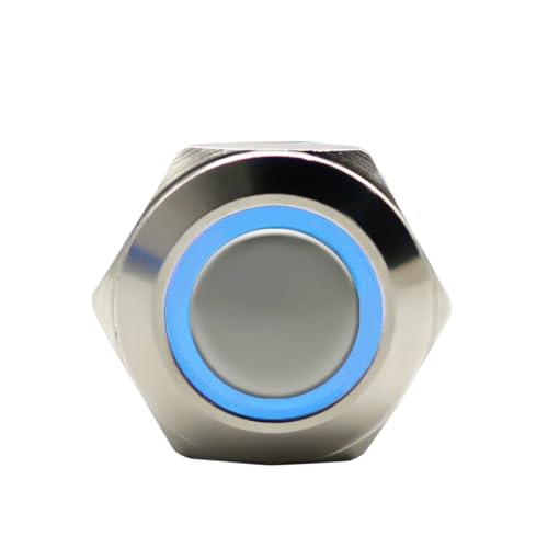 8mm 10mm Wasserdicht Momentary Latch Push Button Schalter Hohe Kopf Starter Auto Motor 1NO Türklingel Momentan Schalter(Bule,8MM_LATCHING_3-6V) von AMOKD