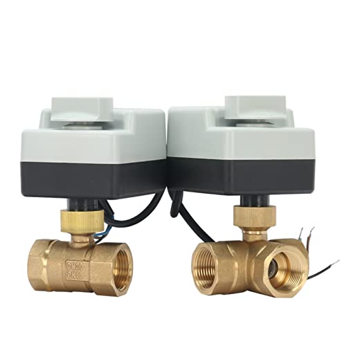 DN15 G 1/2 bis DN 50 G 2 2-Wege 3 Drähte Messing motorisierter Kugelhahn/elektrischer Stellmotor mit manueller Schaltfunktion 1 Stück (Größe: DN50, Farbe: 220 V_3 Wege)(220v-2 Way,DN40) von AMOKD