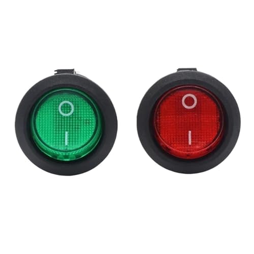 KCD1 Runder Wippschalter 2/3Pin EIN-AUS-EIN 2/3 Position 6A/250VAC 10A/125VAC SPST 23mm LED-Auto-Drucktastenschalter(Black NO light,5pcs) von AMOKD