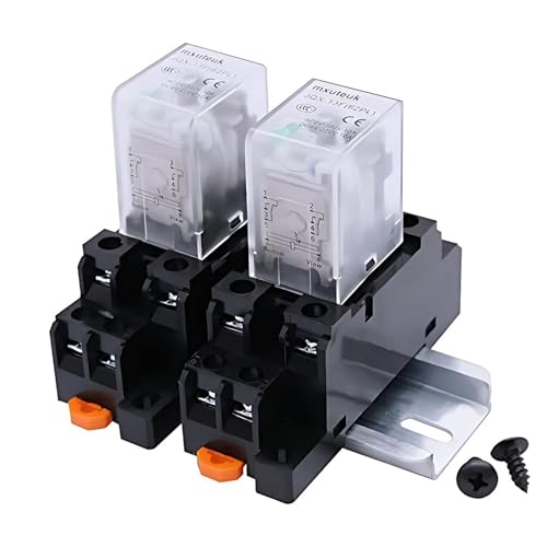 Kleines Zwischenrelais AC 6V-380V DC 6V-220V dreiphasiges 380V elektromagnetisches Relais mit Basisschalter HH52P/53P/54P/62P/63P/64P(24V(10PCS),HH64P AC) von AMOKD