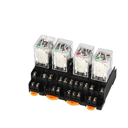 Zwischenrelais 12 V/24 V/220 V dreiphasig elektromagnetisch mit Basisschalter HH52P/53P/54P/62P/63P/64P Ganzkupferspule Silber(12V(10PCS),HH64P DC) von AMOKD