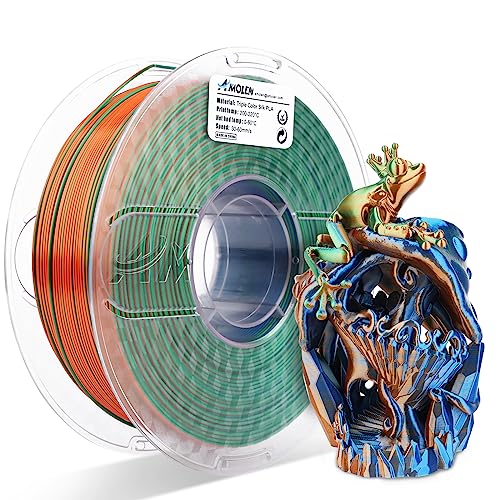 AMOLEN 3D Drucker Filament Tri Color Silk PLA Filament 1.75mm - Dreifarbiges PLA Filament 1.75mm in Blau, Grün und Orange, Gradient Filament Mehrfarbige Farbe- 1kg / 2.2lbs von AMOLEN