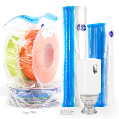 AMOLEN Filament Vakuumbeutel Kit mit Automatischer Pumpe,16 pcs Wiederverwendbare Filament Feuchtigkeit Proof Dry Vacuum Sealed Bag für 3D Drucker Filament von AMOLEN