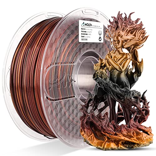 AMOLEN Silk PLA 3D Drucker Filament, PLA Filament 1.75mm Seide Schwarz Glänzend Rot Gold Filament, Tri Color Farbverlauf Filament 1KG/2.2lb von AMOLEN