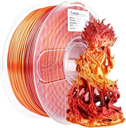AMOLEN PLA 3D-Druckerfilament, PLA-Filament 1,75 mm, seidenglänzendes Filament, Rotgold-Filament, 3D-Drucker-Gradient-PLA-Filament 1 kg/2,2 lb, kompatibel mit den meisten FDM-3D-Druckern von AMOLEN