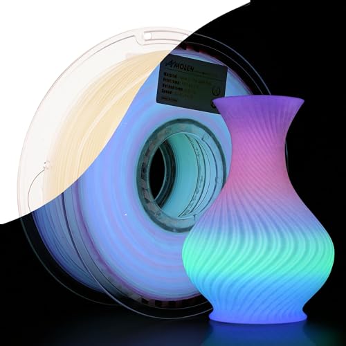 AMOLEN PLA Filament Glow in The Dark Multicolor Rainbow PLA Filament von AMOLEN