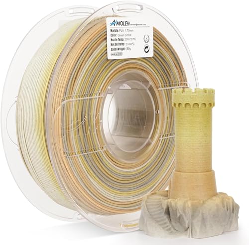 AMOLEN PLA 3D Drucker Filament, Marble PLA Filament 1.75mm, Sauber Gewickeltes Filament, Kompatibel Mit 3D FDM Druckern, Maßgenauigkeit +/- 0.02 mm, 1KG Spule(2.2Pfund) von AMOLEN