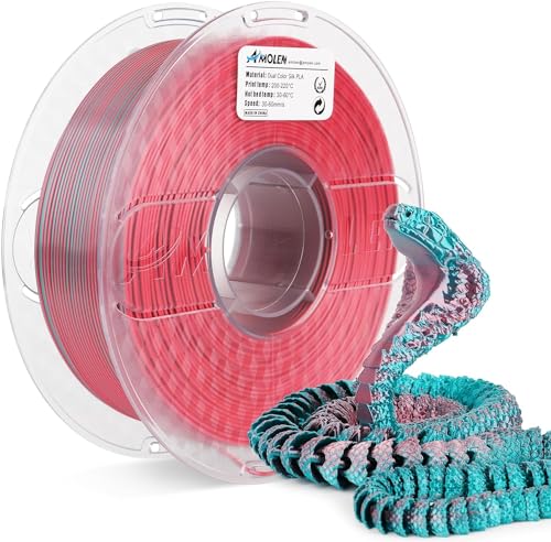 AMOLEN Silk PLA 3D Drucker Filament, Dual Color Blue Green & Silk Coral PLA 1.75mm, Glänzendes Farbwechsel Filament 3D Druck PLA Filament für die meisten FDM 3D Drucker, 1kg Spule(2.2lbs) von AMOLEN