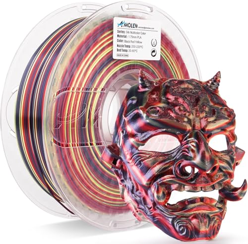 AMOLEN Silk PLA 3D Drucker Filament, Shiny Multicolor Regenbogen PLA Filament 1.75mm, Schneller Farbwechsel PLA 3D Druck Filament für Most FDM 3D Drucker, Schwarz Rot Gelb, 1kg (2.2lbs) von AMOLEN