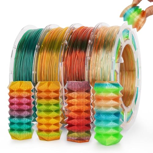 AMOLEN TPU 3D Printer Filament Bundle, transparentes, mehrfarbiges Regenbogen TPU 1,75 mm, Farbwechsel, flexibles, weiches TPU-3D-Druckfilament unterstützt hohe Geschwindigkeit, 200 g x 4 Spulen AMOLEN TPU 3D Printer Filament Bundle, transparentes, mehrfarbiges Regenbogen TPU 1,75 mm, Farbwechsel, flexibles, weiches TPU-3D-Druckfilament unterstützt hohe Geschwindigkeit, 200 g x 4 Spulen von AMOLEN