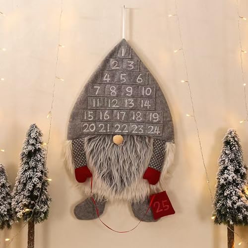 AMOMYDOG Adventskalender Zum Befüllen, Weihnachtskalender Weihnachtsmann Filz, Weihnachtskalender Bastelset Weihnachtsdeko, für den Adventskalender zum Basteln und Befüllen (Grau) von AMOMYDOG