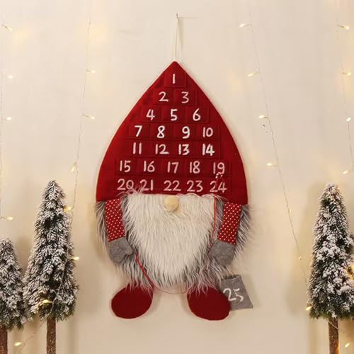 AMOMYDOG Adventskalender Zum Befüllen, Weihnachtskalender Weihnachtsmann Filz, Weihnachtskalender Bastelset Weihnachtsdeko, für den Adventskalender zum Basteln und Befüllen (Rot) von AMOMYDOG