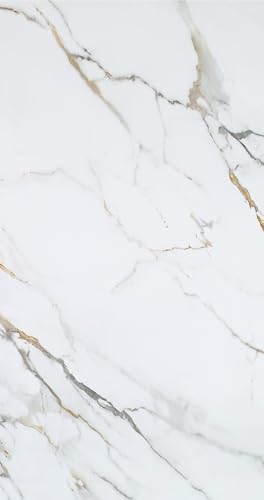 AMON Wand-Paneele 60x120cm in Marmor- Granit- Stein-Optik (Carrara Gold) - 1 Stück - Wandverkleidung aus PVC 3mm dick - Küchenrückwand Spritzschutz TV-Rückwand - Wasserdicht Wasserfest von AMON