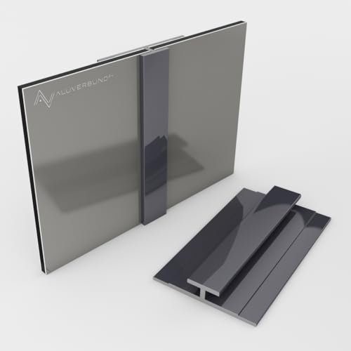 Aluminium Profil 100cm Verbindungsprofil - Anthrazit - für 3mm Alu-Verbundplatten PVC-Wand-Paneelen Acrylglas HPL-Platten - Ideal für Küchenrückwände Duschrückwände Wandverkleidungen von AMON