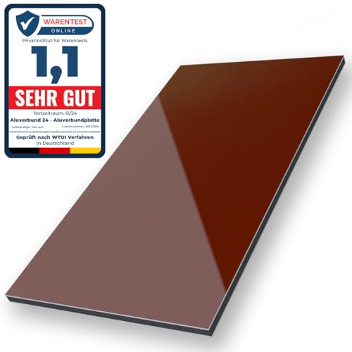 Aluverbund 24 Aluverbundplatte, Aluminium Platte, 3mm dick, Braun/RAL8015, 20x80cm Aluverbund 24 Aluverbundplatte, Aluminium Platte, 3mm dick, Braun/RAL8015, 20x80cm von AMON
