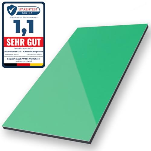 Aluverbund 24 Aluverbundplatte, Aluminium Platte, 3mm dick, Grün/RAL6024, 60x130cm Aluverbund 24 Aluverbundplatte, Aluminium Platte, 3mm dick, Grün/RAL6024, 60x130cm von AMON