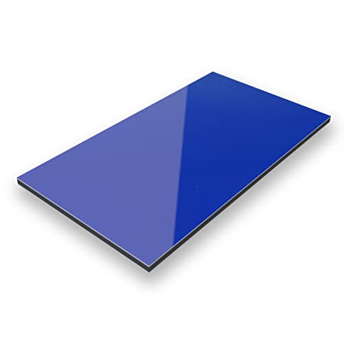 Aluverbund 24 Aluverbundplatte, Aluminium Platte, 3mm dick, Marineblau/RAL5002, 20x80cm von AMON