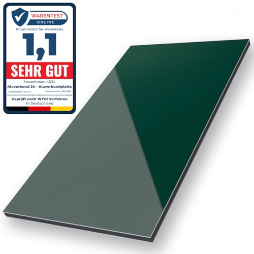 Aluverbund 24 Aluverbundplatte, Aluminium Platte, 3mm dick, Moosgrün/RAL6005, 60x180cm von AMON