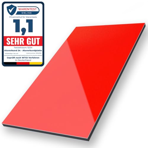 Aluverbund 24 Aluverbundplatte, Aluminium Platte, 3mm dick, Rot/RAL3020, 50x70cm Aluverbund 24 Aluverbundplatte, Aluminium Platte, 3mm dick, Rot/RAL3020, 50x70cm von AMON