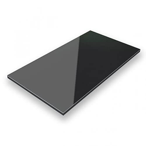 Aluverbund 24 Aluverbundplatte, Aluminium Platte, 3mm dick, Schwarz/RAL9005, 20x130cm von AMON