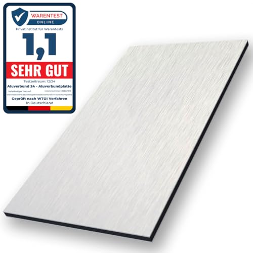Aluverbund 24 Aluverbundplatte, Aluminium Platte, 3mm dick, Silber-Gebürstet/001, 20x160cm Aluverbund 24 Aluverbundplatte, Aluminium Platte, 3mm dick, Silber-Gebürstet/001, 20x160cm von AMON