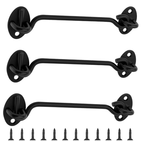 AMONENZ 3 Stück 150mm Sturmhaken, Schwarz Sturmhaken mit Öse, Edelstahl Türverschluss, Gartentor Verriegelung, mit 12 Schrauben, für Türen, Fenster, Hundehütten, Schränke AMONENZ 3 Stück 150mm Sturmhaken, Schwarz Sturmhaken mit Öse, Edelstahl Türverschluss, Gartentor Verriegelung, mit 12 Schrauben, für Türen, Fenster, Hundehütten, Schränke von AMONENZ