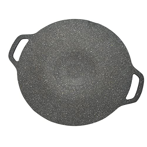 AMONIDA Runde BBQ-Grillplatte, Schwarze Gebogene Koreanische Grillpfanne für Camping (30cm) von AMONIDA