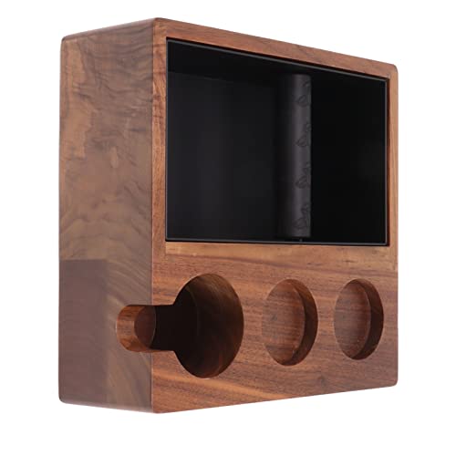 Coffee Stroke Knock Box, 3-Loch-Aufbewahrungs-Holz-Kaffee-Stopfstation für Zuhause (Für 51 mm 54 mm Griff) von AMONIDA