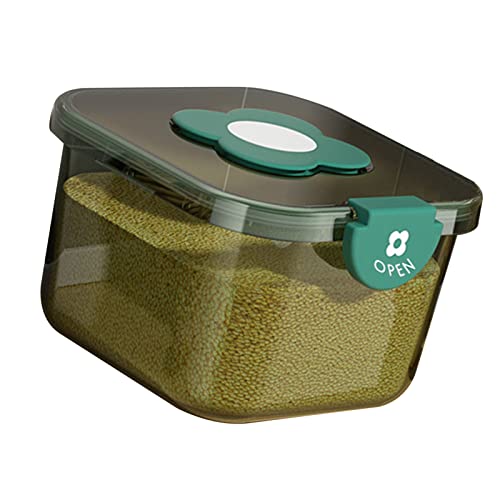 Getreide-Aufbewahrungsbox, Gut Verschließendes PET-Silikon, Leicht zu öffnender Küchen-Reisbehälter, Großes Fassungsvermögen, Hübsches Design für Zuhause (Transparentes Grün, 5 kg) von AMONIDA