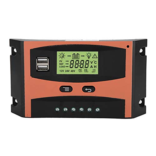 MPPT Solar Charge Controller, Solar Panel Batterie Intelligenter Regler 12V/24V MPPT Solar Panel Regler LCD Bildschirm Auto Batterie Controller (60A) von AMONIDA